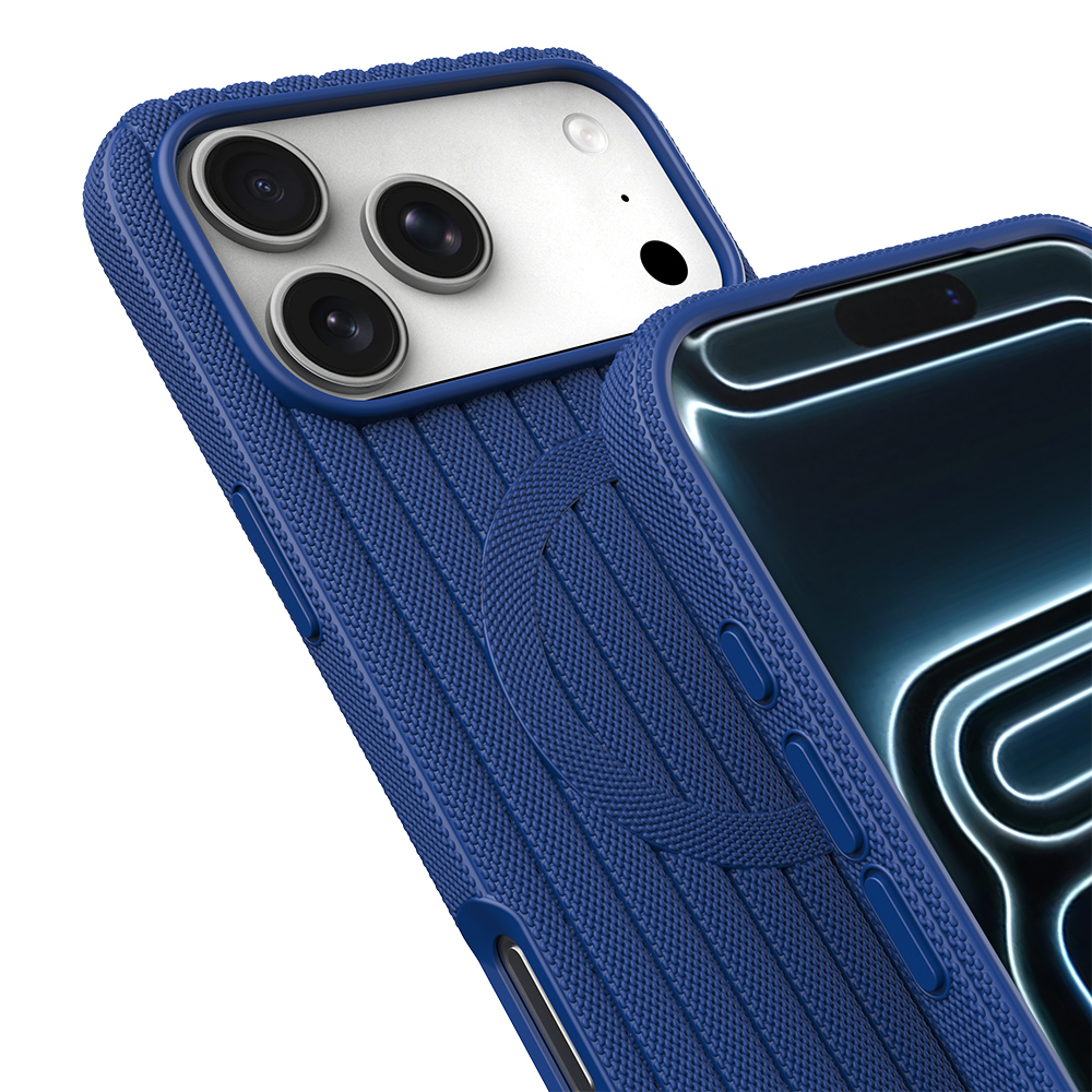 Apple iPhone 17 Pro Uyumlu Kılıf M-Safe Şarj Özellikli Çizgi Desenli Kumaş Dokulu Zore Paris Lorin Kapak - 6