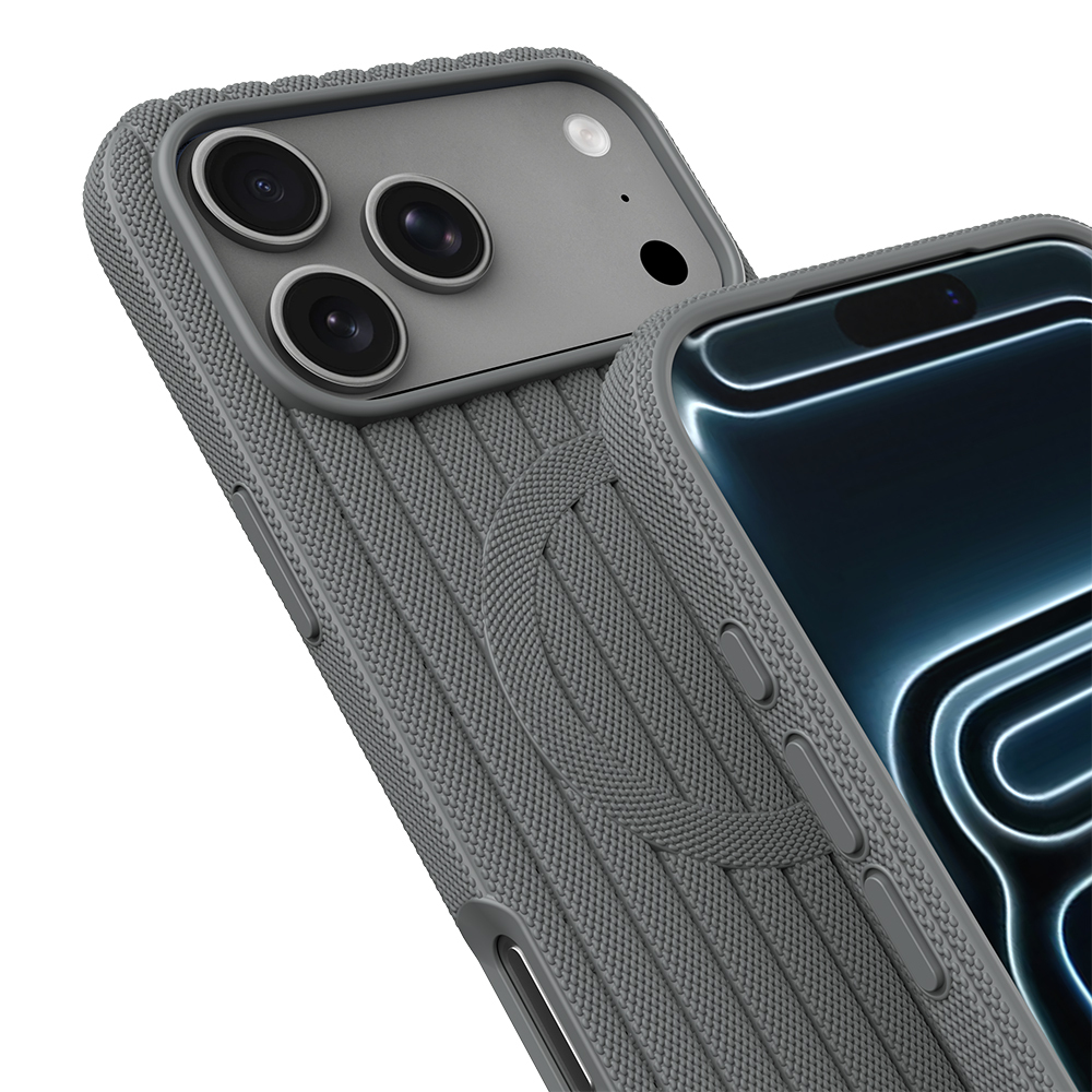 Apple iPhone 17 Pro Uyumlu Kılıf M-Safe Şarj Özellikli Çizgi Desenli Kumaş Dokulu Zore Paris Lorin Kapak - 7