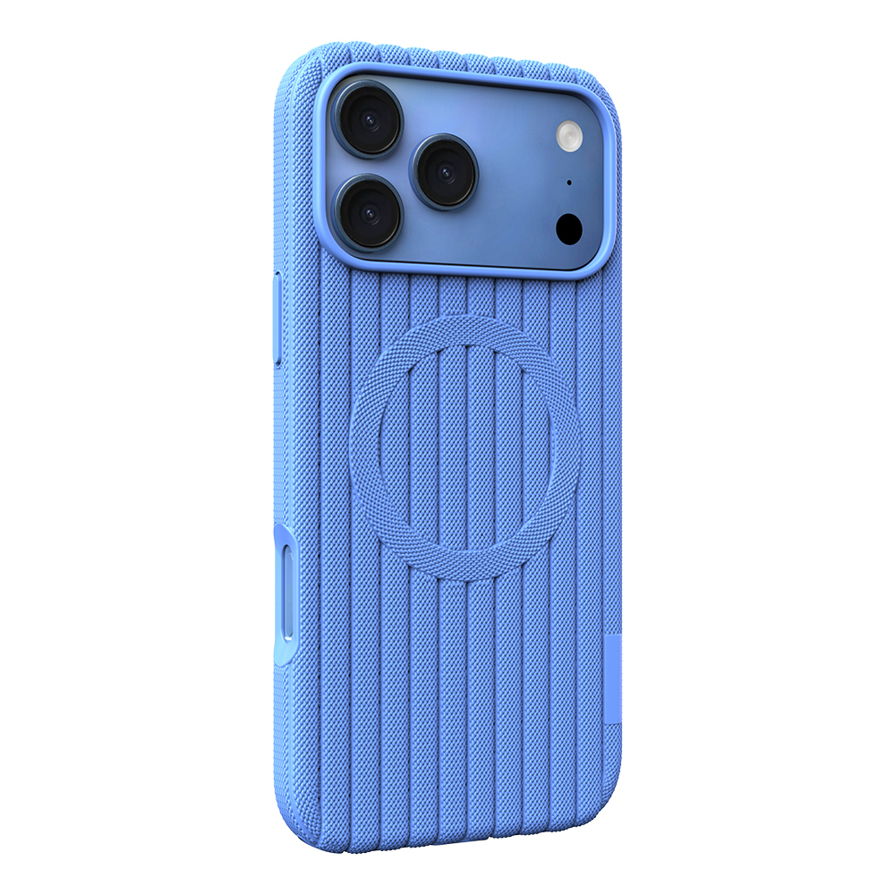 Apple iPhone 17 Pro Uyumlu Kılıf M-Safe Şarj Özellikli Çizgi Desenli Kumaş Dokulu Zore Paris Lorin Kapak - 1