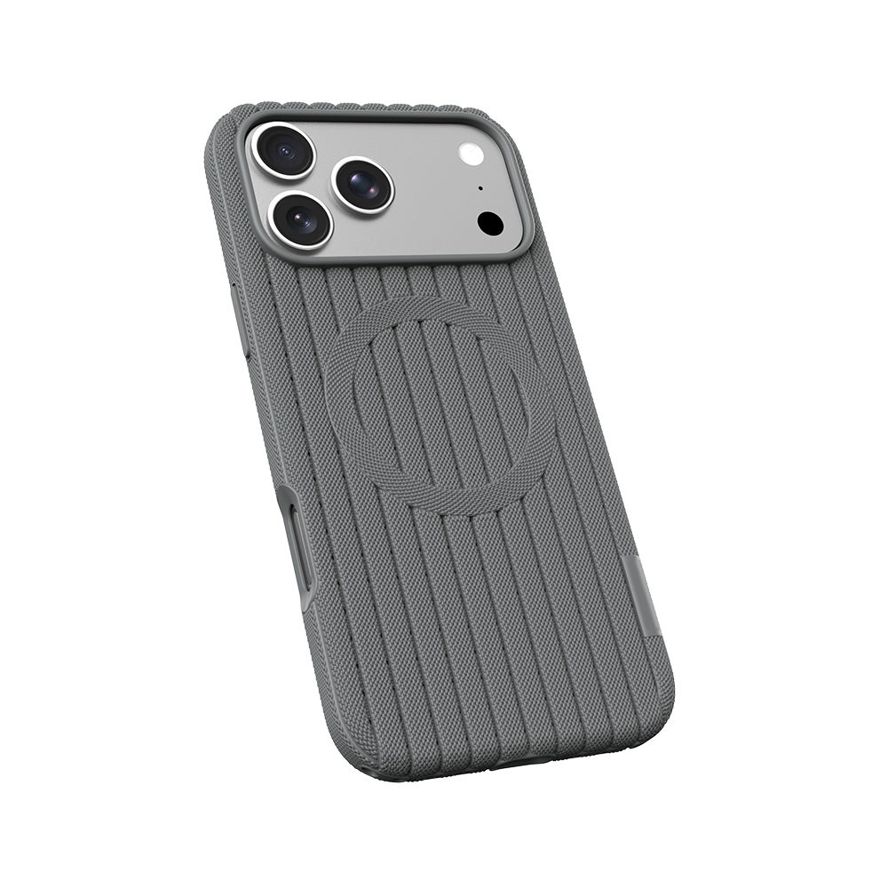 Apple iPhone 17 Pro Max Uyumlu Kılıf M-Safe Şarj Özellikli Çizgi Desenli Kumaş Dokulu Zore Paris Lorin Kapak - 2