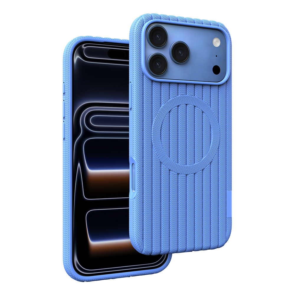 Apple iPhone 17 Pro Max Uyumlu Kılıf M-Safe Şarj Özellikli Çizgi Desenli Kumaş Dokulu Zore Paris Lorin Kapak - 9