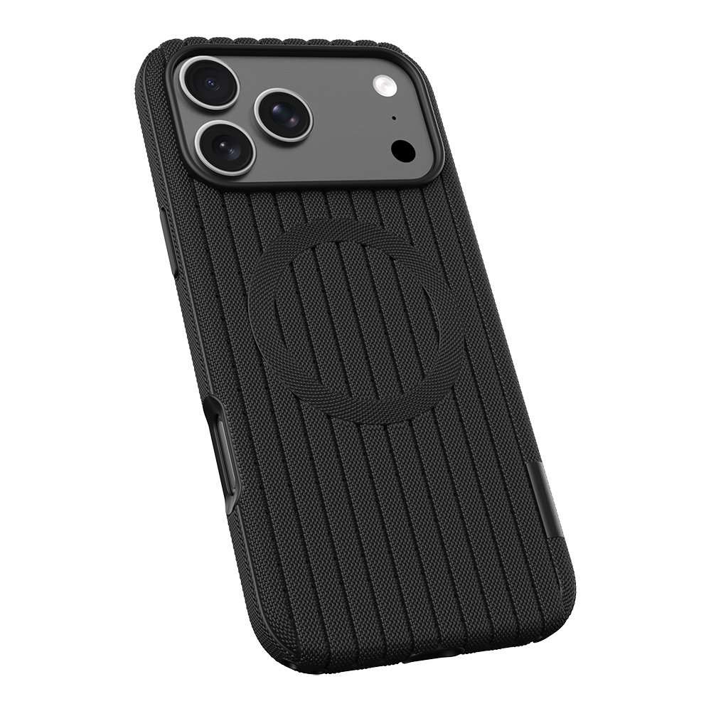 Apple iPhone 17 Pro Max Uyumlu Kılıf M-Safe Şarj Özellikli Çizgi Desenli Kumaş Dokulu Zore Paris Lorin Kapak - 6