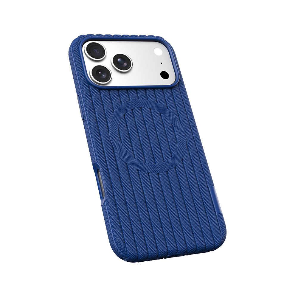 Apple iPhone 17 Pro Max Uyumlu Kılıf M-Safe Şarj Özellikli Çizgi Desenli Kumaş Dokulu Zore Paris Lorin Kapak - 2