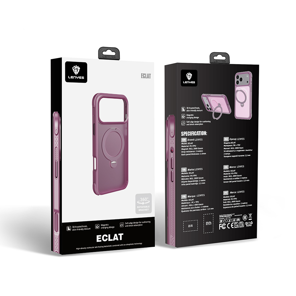 Apple iPhone 18 Pro Max Kılıf M-safe Şarj Özellikli Standlı Lenyes Eclat Kapak - 4
