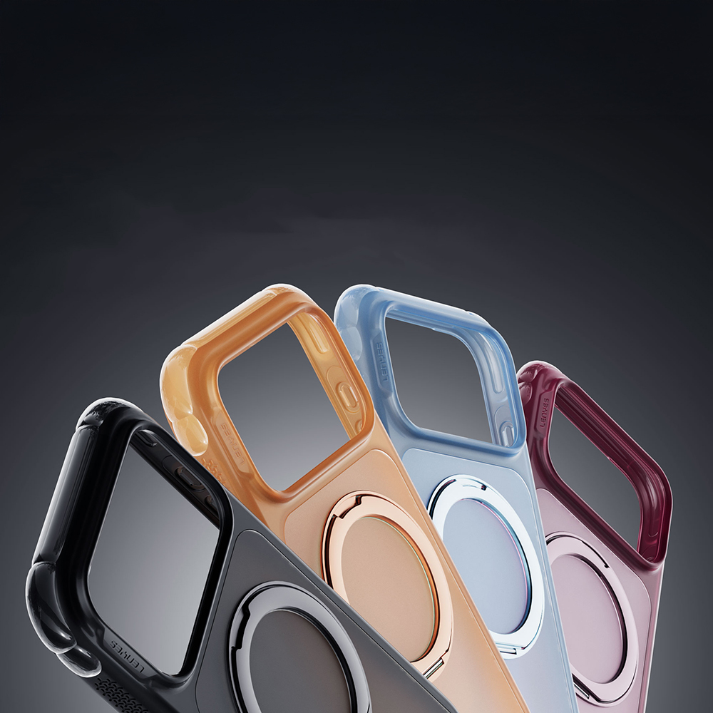 Apple iPhone 18 Pro Kılıf Lenyes Air Bumper Serisi M-safe Şarj Özellikli Airbag Tasarımlı Standlı Kapak - 3