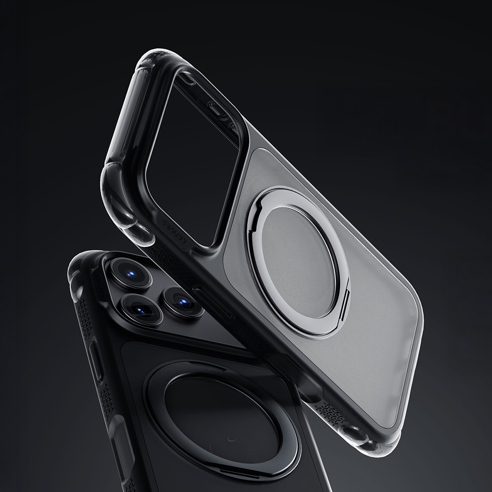 Apple iPhone 18 Pro Max Kılıf Lenyes Air Bumper Serisi M-safe Şarj Özellikli Airbag Tasarımlı Standlı Kapak - 1