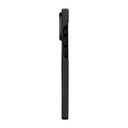 Apple iPhone 15 Pro Uyumlu Kılıf Magsafe Şarj Özellikli 600D Aramid Fiber Pitaka Ultra-Slim Classic Serisi Black-Grey Twill Kapak - 5