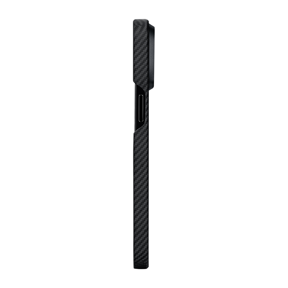 Apple iPhone 15 Pro Uyumlu Kılıf Magsafe Şarj Özellikli 600D Aramid Fiber Pitaka Ultra-Slim Classic Serisi Black-Grey Twill Kapak - 6
