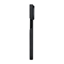 Apple iPhone 15 Pro Uyumlu Kılıf Magsafe Şarj Özellikli 600D Aramid Fiber Pitaka Ultra-Slim Classic Serisi Black-Grey Twill Kapak - 6