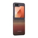 Samsung Galaxy Z Flip 6 Uyumlu Kılıf Magsafe Şarj Özellikli Aramid Fiber Pitaka Tactile Woven Sunset-Moonrise Serisi Sunset Kapak - 1