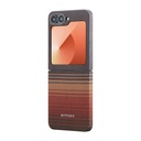 Samsung Galaxy Z Flip 6 Uyumlu Kılıf Magsafe Şarj Özellikli Aramid Fiber Pitaka Tactile Woven Sunset-Moonrise Serisi Sunset Kapak - 3