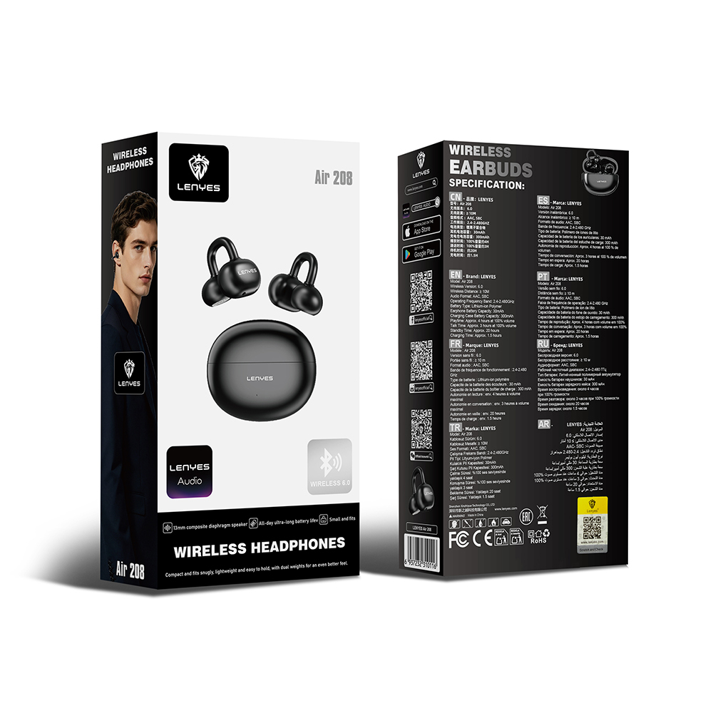 Lenyes Air 208 Hi-Fi Ses Özellikli 13mm Dinamik Sürücülü Bluetooth Kulaklık v6.0 - 6