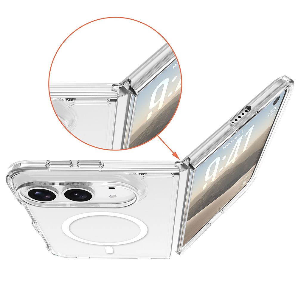 Apple iPhone Duo Kılıf Zore M-safe Şarj Özellikli Şeffaf Kamera Çerçeveli UTS PC Kapak - 1