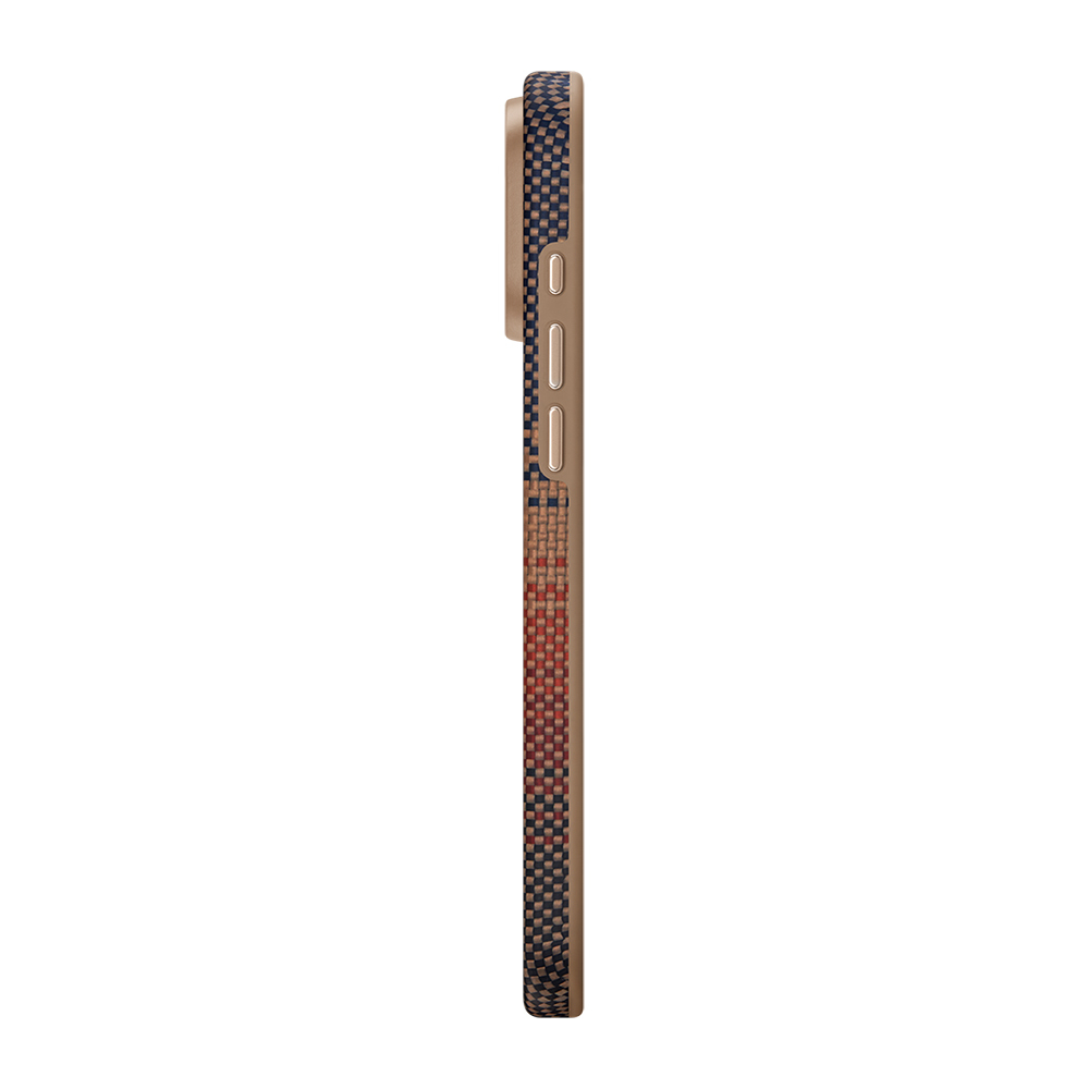 Apple iPhone 16 Pro Uyumlu Kılıf Magsafe Şarj Özellikli Aramid Fiber Pitaka Military-Grade Sunset-Moonrise Serisi Sunset Kapak - 4