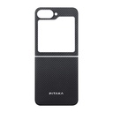 Samsung Galaxy Z Flip 6 Uyumlu Kılıf Magsafe Şarj Özellikli 600D Aramid Fiber Pitaka Ultra-Slim Classic Serisi Black-Grey Twill Kapak - 11