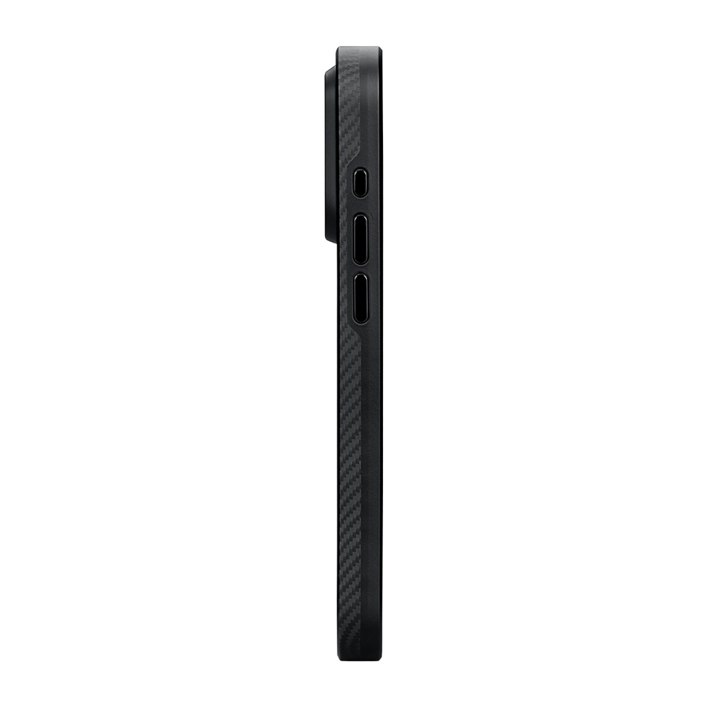 Apple iPhone 15 Pro Max Uyumlu Kılıf Magsafe Şarj Özellikli 600D Aramid Fiber Pitaka Military-Grade Classic Serisi Black-Grey Twill Kapak - 3