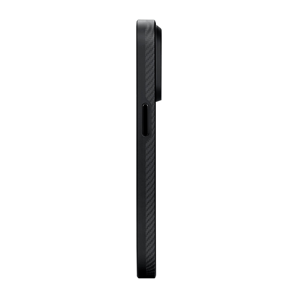Apple iPhone 15 Pro Max Uyumlu Kılıf Magsafe Şarj Özellikli 600D Aramid Fiber Pitaka Military-Grade Classic Serisi Black-Grey Twill Kapak - 4