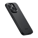 Apple iPhone 15 Pro Max Uyumlu Kılıf Magsafe Şarj Özellikli 600D Aramid Fiber Pitaka Military-Grade Classic Serisi Black-Grey Twill Kapak - 9
