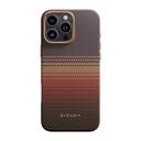 Apple iPhone 16 Pro Max Uyumlu Kılıf Magsafe Şarj Özellikli Aramid Fiber Pitaka Military-Grade Sunset-Moonrise Serisi Sunset Kapak - 1