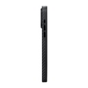 Apple iPhone 15 Pro Max Uyumlu Kılıf Magsafe Şarj Özellikli 1500D Aramid Fiber Pitaka Military-Grade Classic Serisi Black-Grey Twill Kapak - 5