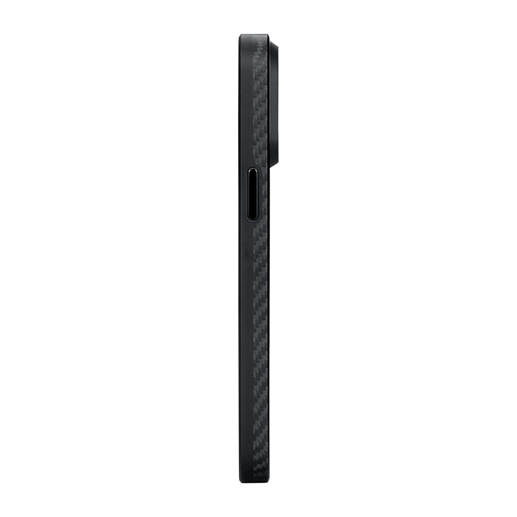 Apple iPhone 15 Pro Max Uyumlu Kılıf Magsafe Şarj Özellikli 1500D Aramid Fiber Pitaka Military-Grade Classic Serisi Black-Grey Twill Kapak - 6