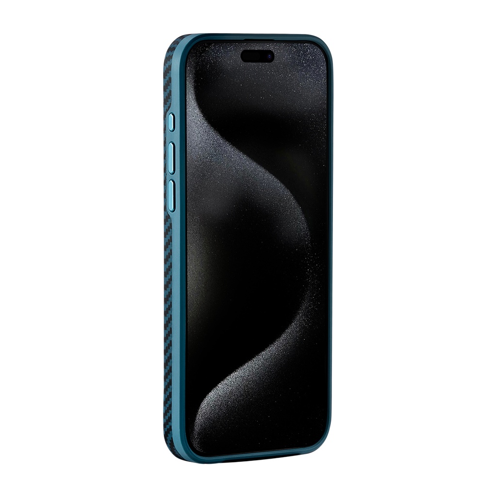 Apple iPhone 15 Pro Max Uyumlu Kılıf Magsafe Şarj Özellikli 1500D Aramid Fiber Pitaka Military-Grade Classic Serisi Black-Grey Twill Kapak - 19