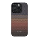 Apple iPhone 15 Pro Uyumlu Kılıf Magsafe Şarj Özellikli Aramid Fiber Pitaka Tactile Woven Sunset-Moonrise Serisi Sunset Kapak - 1