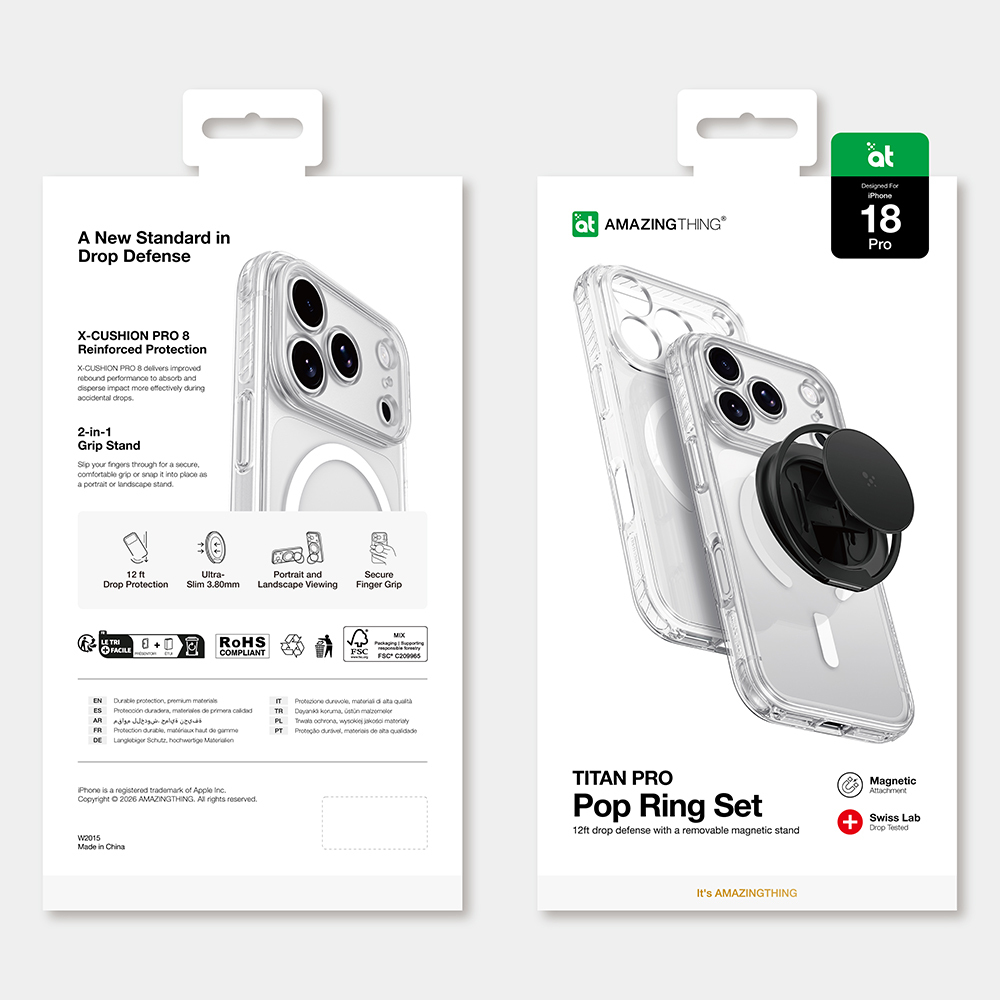 Apple iPhone 18 Pro Kılıf M-safe Şarj Özellikli Amazingthing Titan Pro Serisi Pop Ring Standlı Set - 6