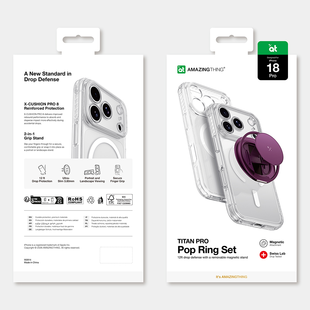 Apple iPhone 18 Pro Kılıf M-safe Şarj Özellikli Amazingthing Titan Pro Serisi Pop Ring Standlı Set - 6