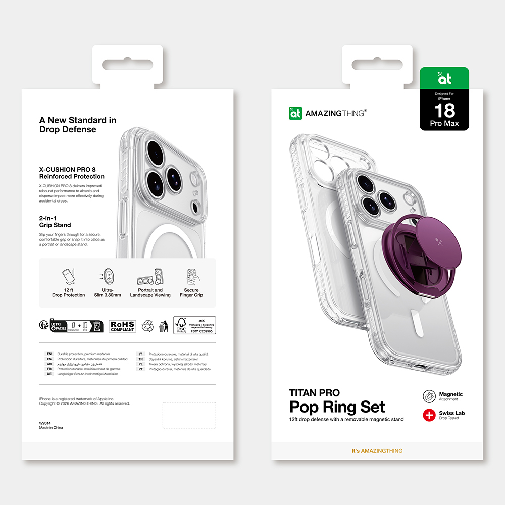 Apple iPhone 18 Pro Max Kılıf M-safe Şarj Özellikli Amazingthing Titan Pro Serisi Pop Ring Standlı Set - 6