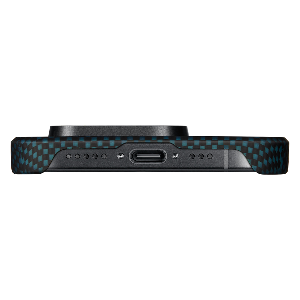 Apple iPhone 15 Pro Max Uyumlu Kılıf Magsafe Şarj Özellikli Aramid Fiber Pitaka Tactile Woven Sunset-Moonrise Serisi Moonrise Kapak - 5