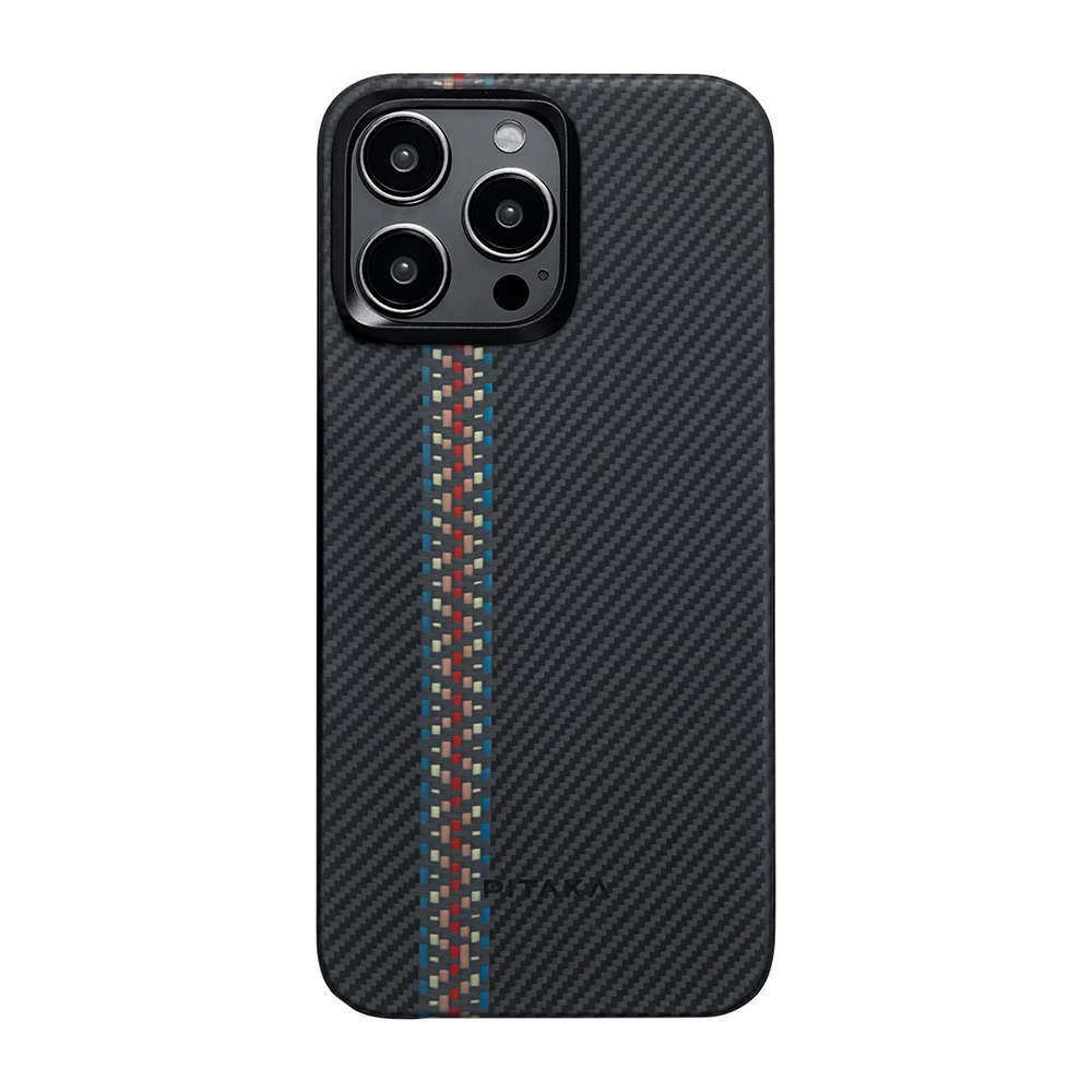 Apple iPhone 15 Pro Max Uyumlu Kılıf Magsafe Şarj Özellikli 600D Aramid Fiber Pitaka Tactile Woven Orchestra Serisi Rhapsody Kapak - 1