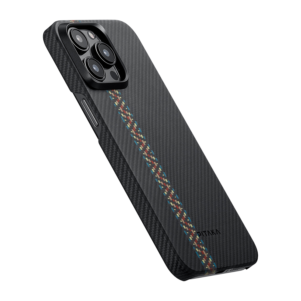 Apple iPhone 15 Pro Max Uyumlu Kılıf Magsafe Şarj Özellikli 600D Aramid Fiber Pitaka Tactile Woven Orchestra Serisi Rhapsody Kapak - 5