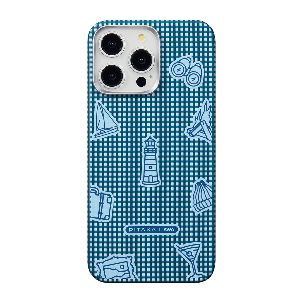 Apple iPhone 15 Pro Max Uyumlu Kılıf Magsafe Şarj Özellikli Awa Tasarımlı 1500D Aramid Fiber Pitaka Ultra-Slim Classic Serisi Ocean Kapak - 1