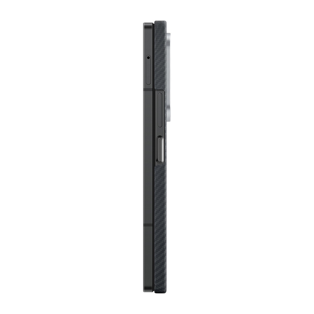 Samsung Galaxy Z Fold 6 Uyumlu Kılıf Magsafe Şarj Özellikli 600D Aramid Fiber Pitaka Ultra-Slim Classic Serisi Black-Grey Twill Kapak - 4
