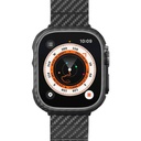 Apple Watch Ultra 49mm Uyumlu 600D Aramid Fiber Classic Serisi Black-Grey Twill Kasa Koruyucu Pitaka Air Case - 1