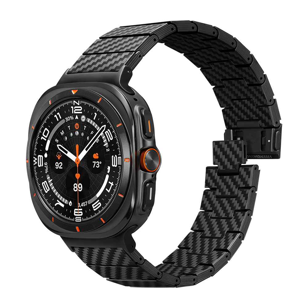 Samsung Galaxy Watch Ultra 47mm Uyumlu Serisi Uyumlu Karbon Fiber Pitaka Modern Serisi Black-Grey Twill Kordon - 1