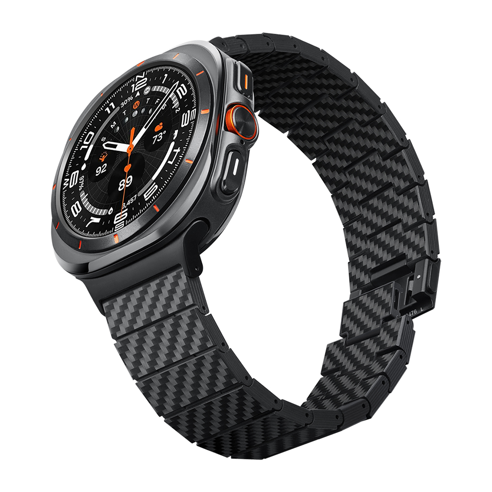 Samsung Galaxy Watch Ultra 47mm Uyumlu Serisi Uyumlu Karbon Fiber Pitaka Modern Serisi Black-Grey Twill Kordon - 2