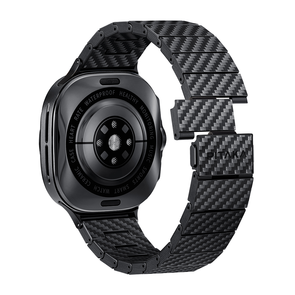 Samsung Galaxy Watch Ultra 47mm Uyumlu Serisi Uyumlu Karbon Fiber Pitaka Modern Serisi Black-Grey Twill Kordon - 4