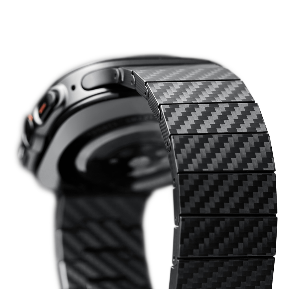 Samsung Galaxy Watch Ultra 47mm Uyumlu Serisi Uyumlu Karbon Fiber Pitaka Modern Serisi Black-Grey Twill Kordon - 5