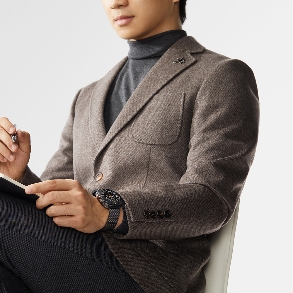 Samsung Galaxy Watch Ultra 47mm Uyumlu Serisi Uyumlu Karbon Fiber Pitaka Modern Serisi Black-Grey Twill Kordon - 12