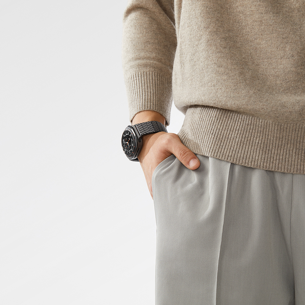 Samsung Galaxy Watch Ultra 47mm Uyumlu Serisi Uyumlu Karbon Fiber Pitaka Modern Serisi Black-Grey Twill Kordon - 13