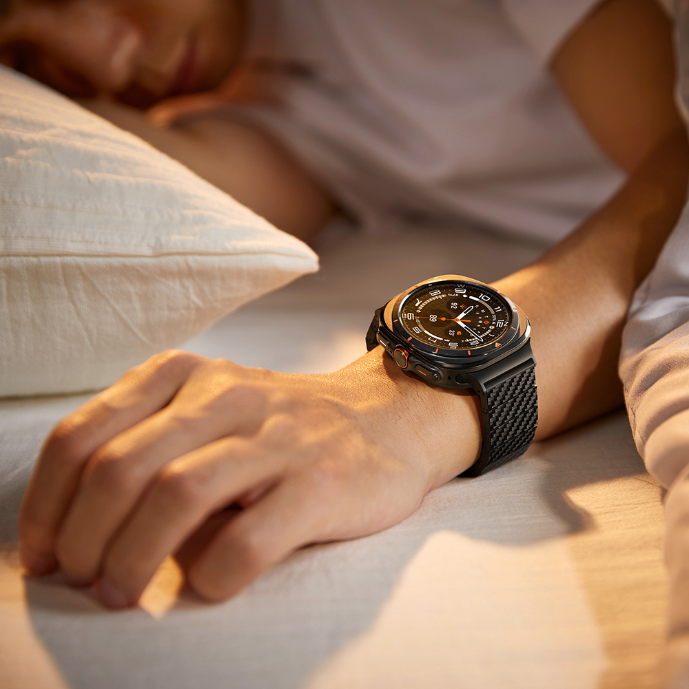 Samsung Galaxy Watch Ultra 47mm Uyumlu Serisi Uyumlu Karbon Fiber Pitaka Modern Serisi Black-Grey Twill Kordon - 14
