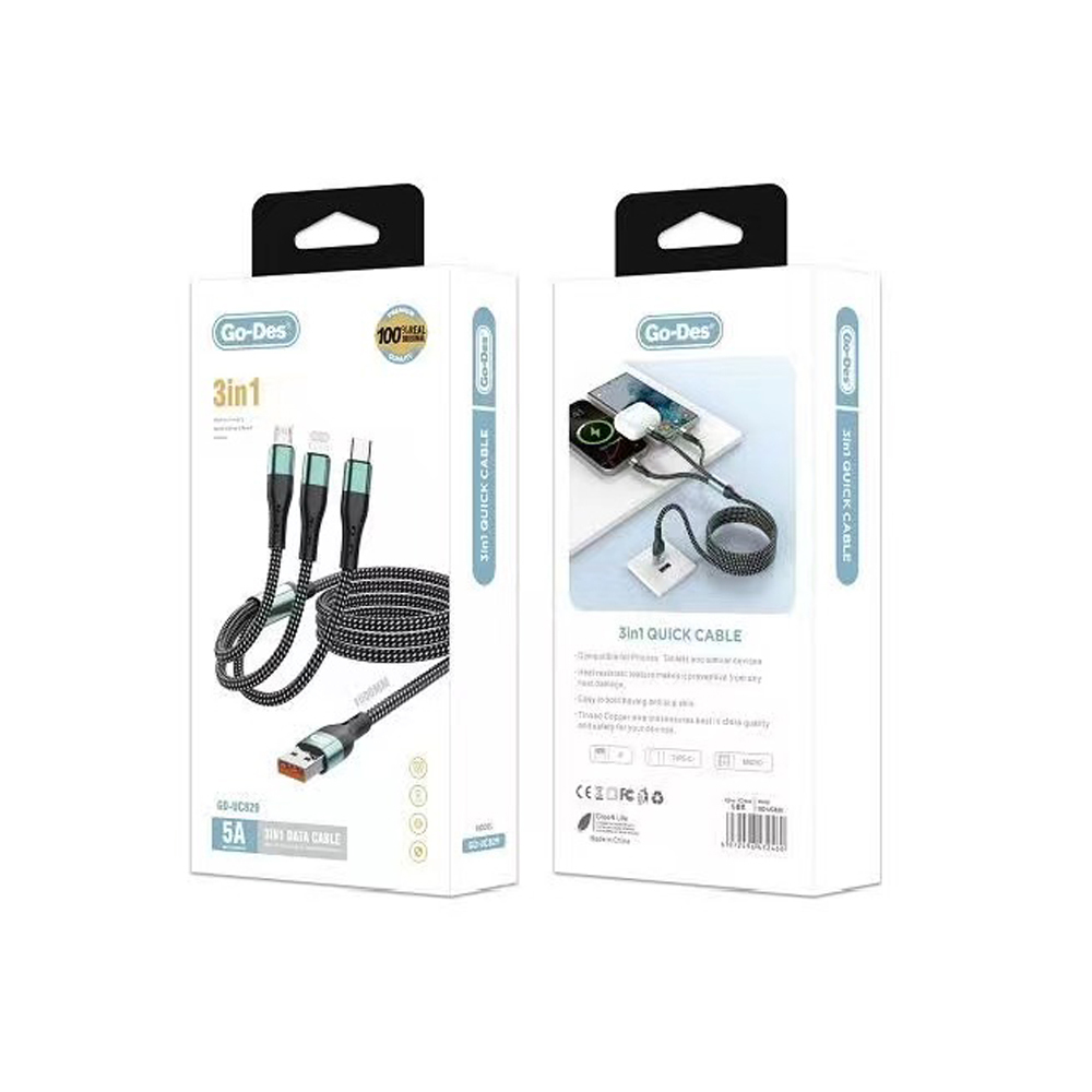 Go Des GD-UC829 3in1 Lightning – Type-C – Micro Hızlı Şarj Kablosu 1M - 1
