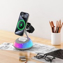 Wiwu Wi-W036 Qi2 3 in 1 Magnetik Hızlı Şarj Özellikli Ambiyans Işıklı Kablosuz Şarj Standı 15W - 6