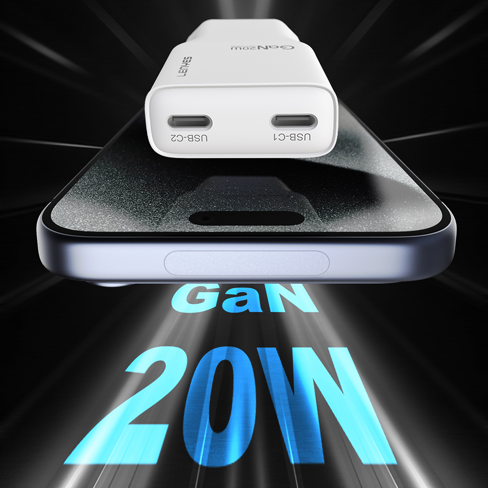Lenyes LCH15 Dual Type-C PD GaN Teknolojili Hızlı Şarj Başlığı 20W - 1