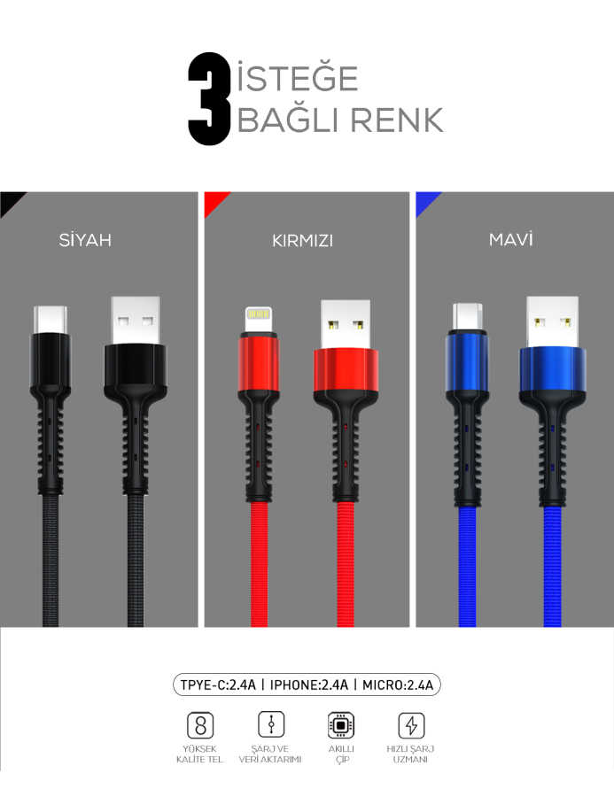Zore LS63 Lightning Usb Kablo - 6
