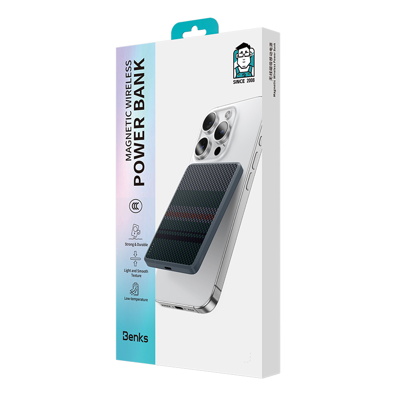 Benks MP15 ArmorGo M-safe Şarj Özellikli Ultra İnce Aurora Serisi Aramid Fiber Powerbank 15W 5000mAh - 6