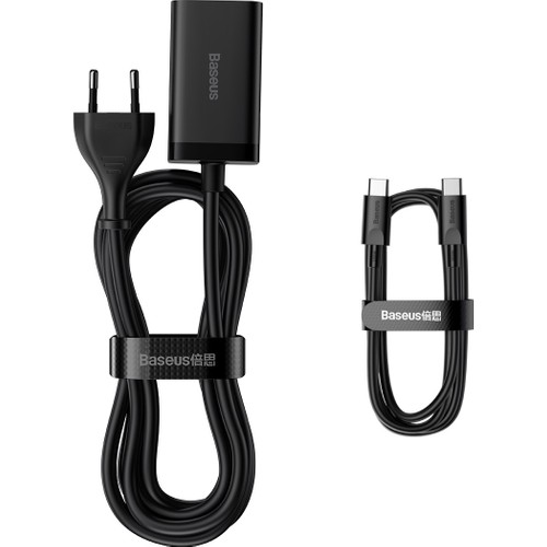 Baseus GaN3 Pro 65W Hızlı Telefon Tablet Macbook Pro Masa Üstü Şarj Aleti + 100W Type C Şarj Kablosu