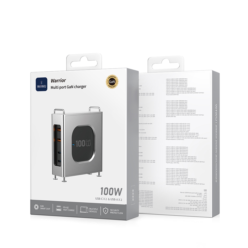 Wiwu Wi-G013 Warrior Serisi GaN Tech Hızlı Şarj Özellikli Şarj Başlığı 100W - 5